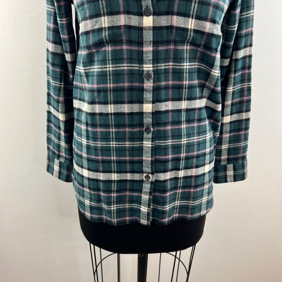MADEWELL Green White Baywood Plaid Flannel Classic Ex-Boyfriend Shirt Size XS - Picture 3 of 10